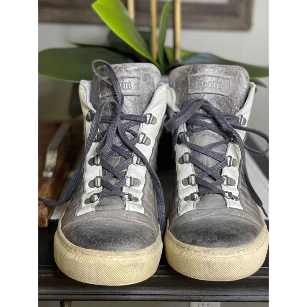 Rogue Atomo C2 White Grey Leather Bomber Lace-Up High Top Sneakers Men's Size 42 - Picture 5 of 7